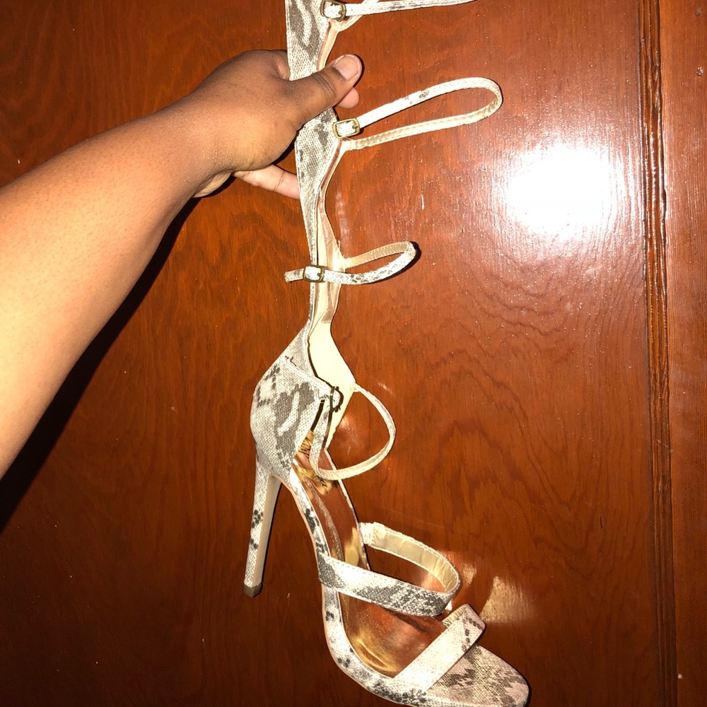 Snake skin Calve length heels.